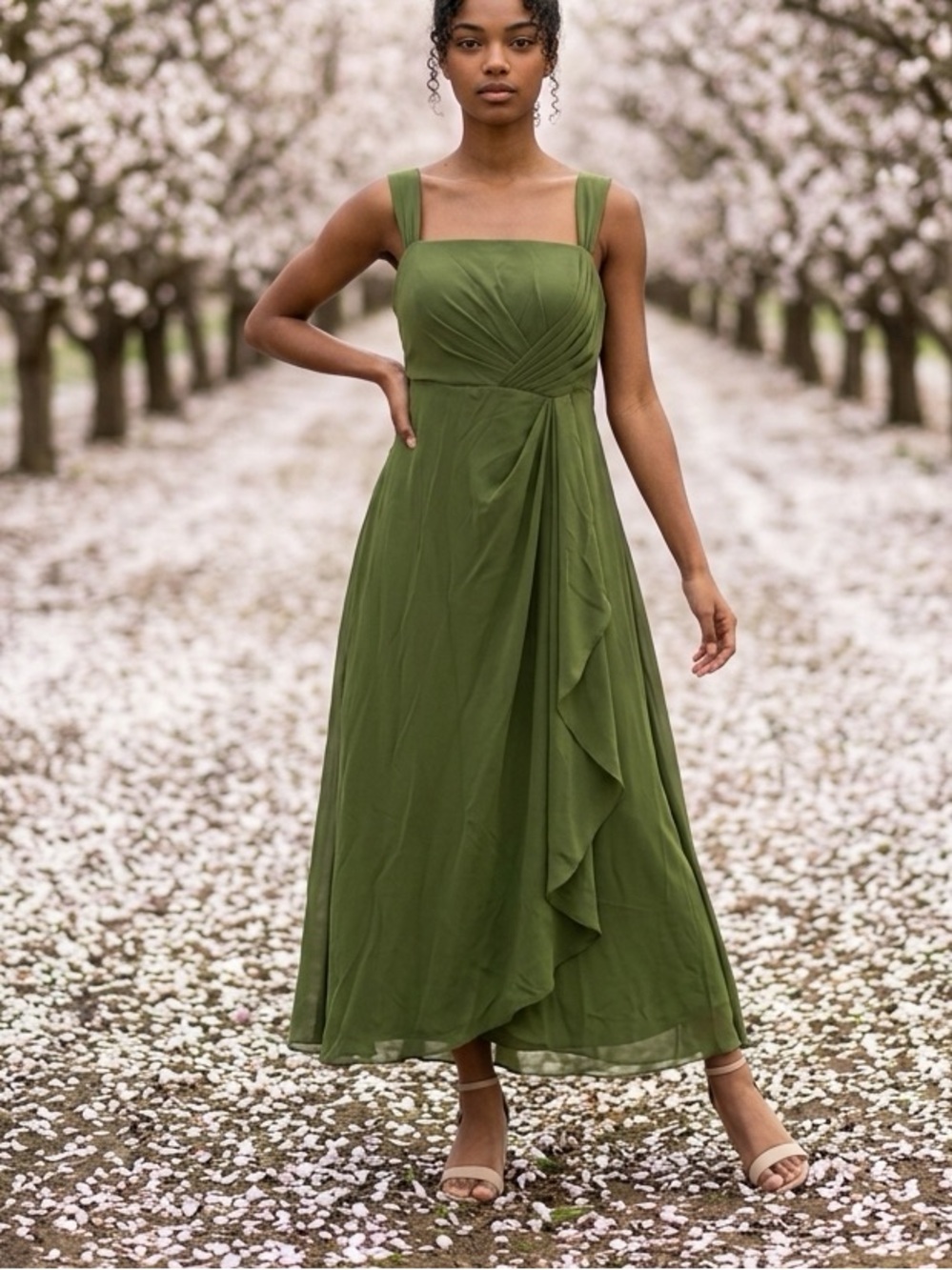 Elegant Chiffon Tea Length Dress